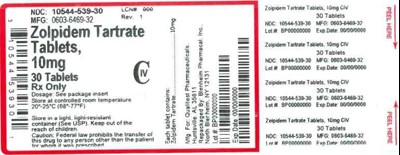 10mg 30ct (Label Zolpidem Tartrate Tabs 10mg Bpi(10544 539 30) Qualitest(0603 6469 32) Rev1)